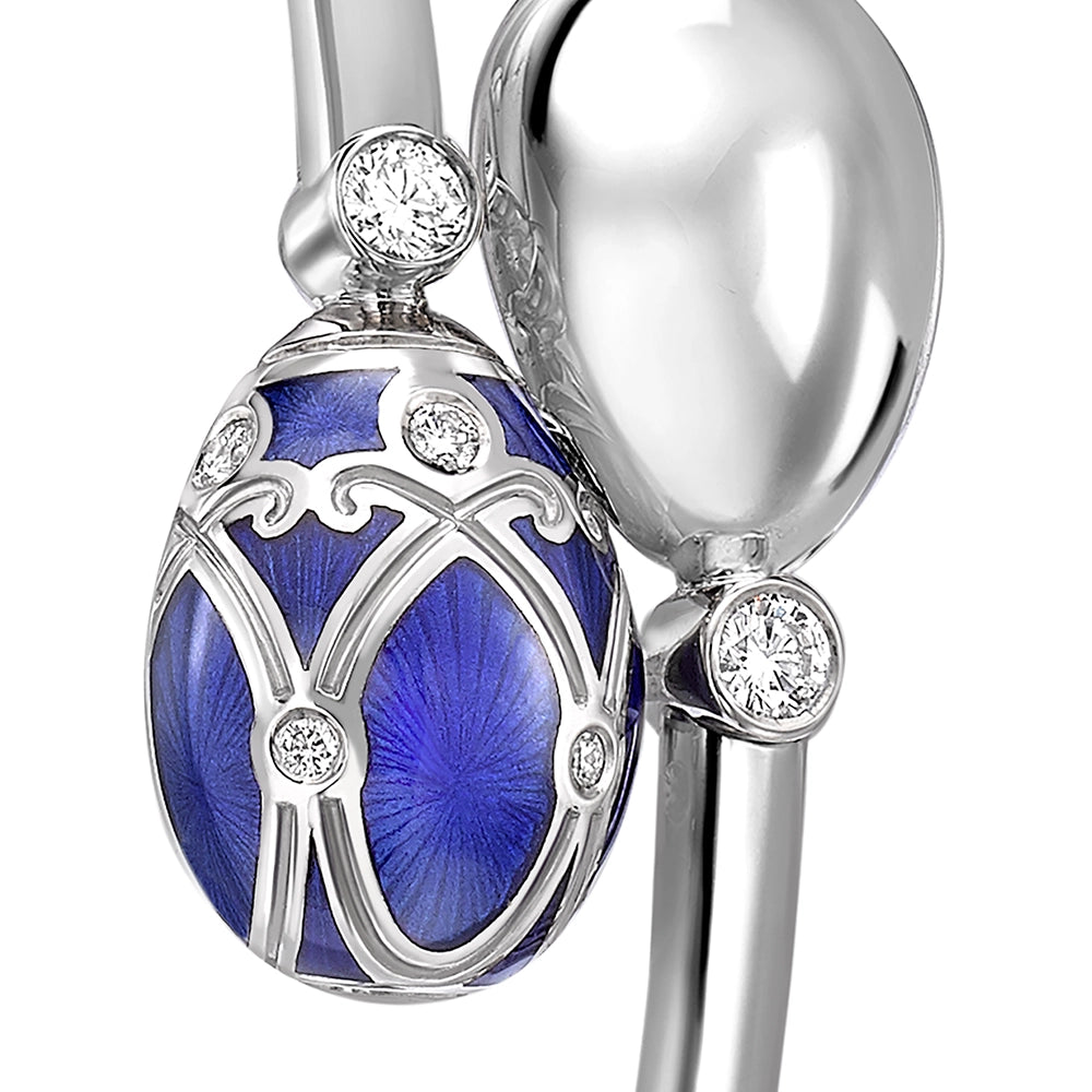 White Gold, Diamond & Blue Enamel Crossover Bracelet | Fabergé