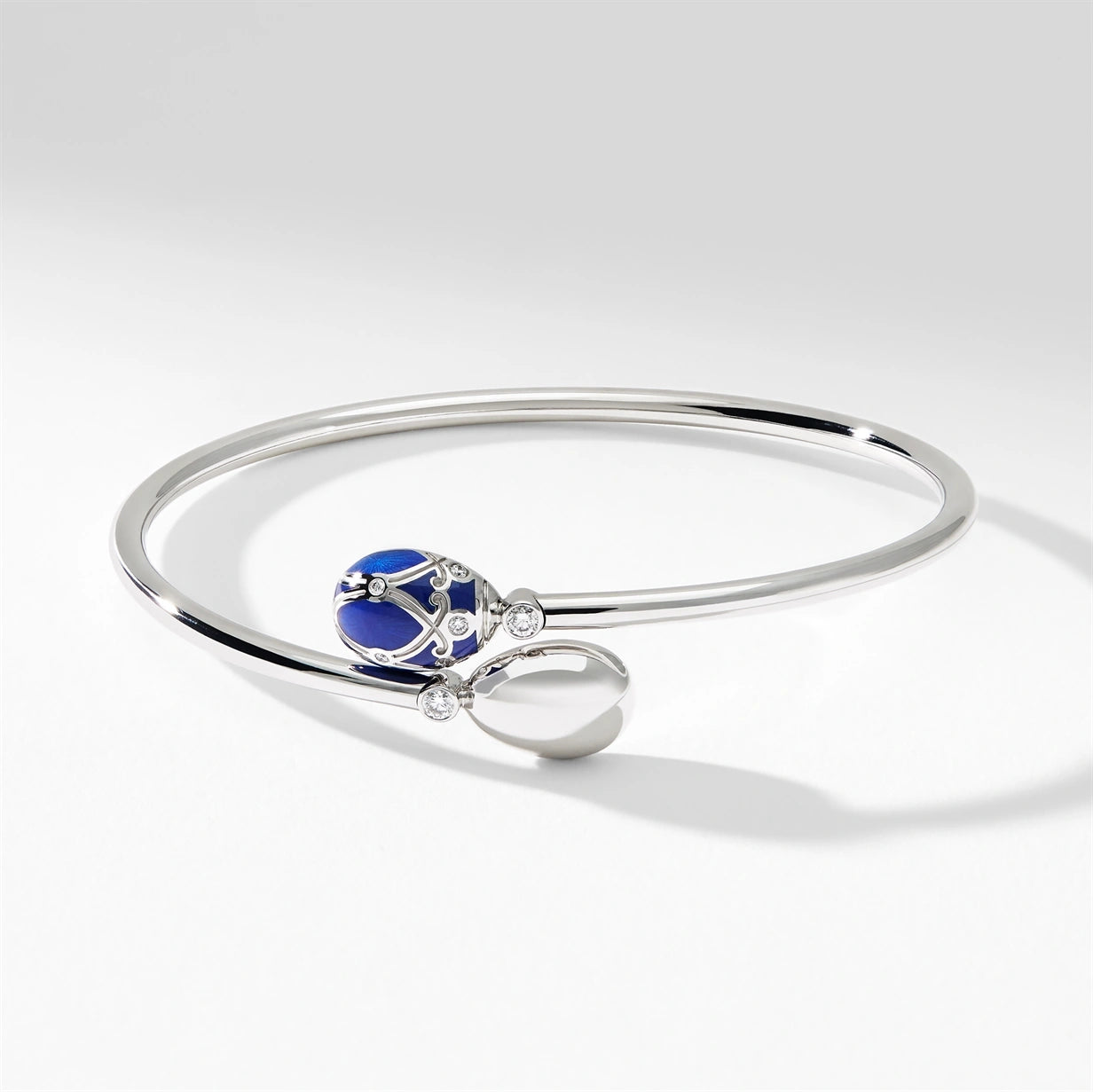 White Gold, Diamond & Blue Enamel Crossover Bracelet | Fabergé