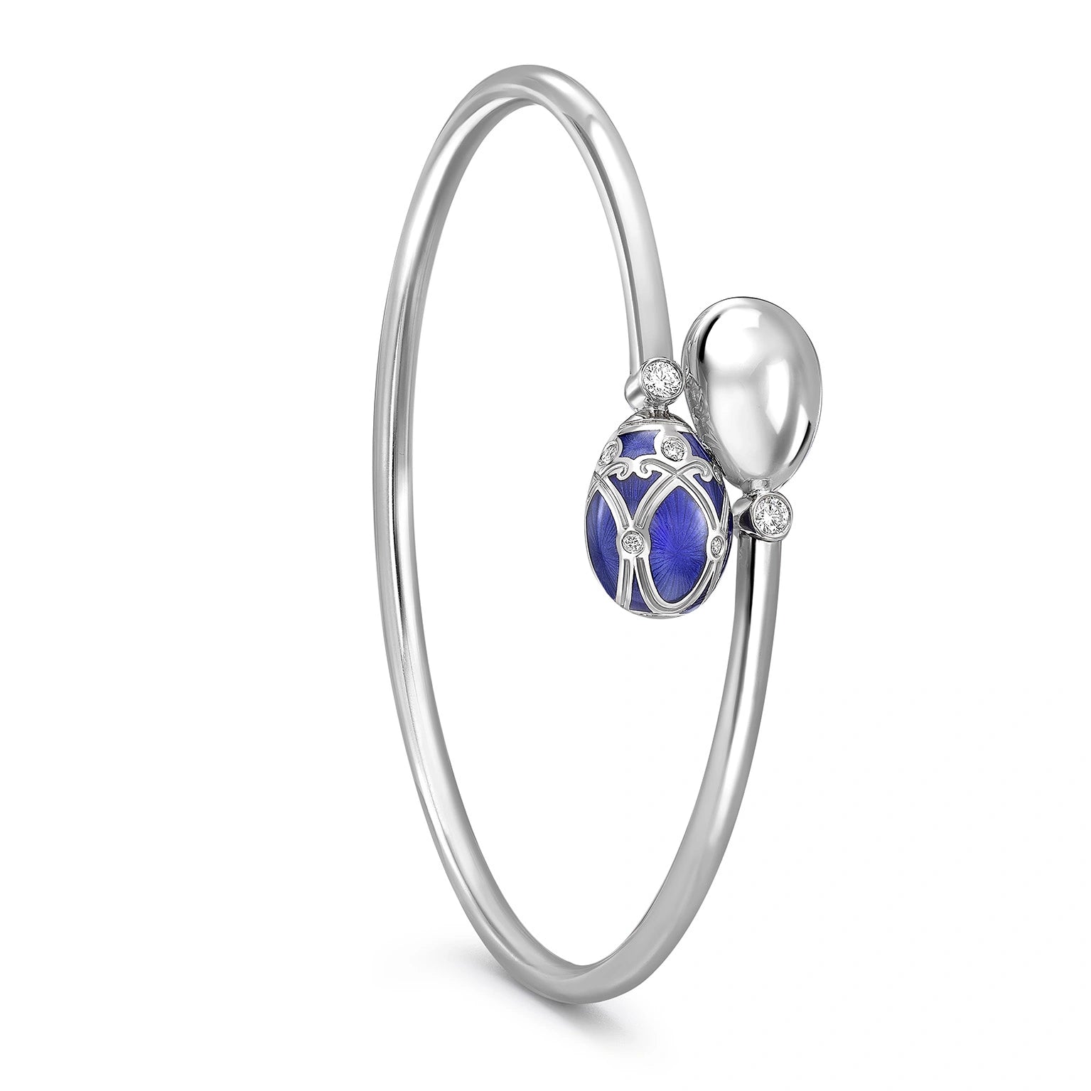 White Gold, Diamond & Blue Enamel Crossover Bracelet | Fabergé
