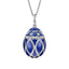 White Gold Diamond & Royal Blue Guilloché Enamel Egg Pendant | Fabergé