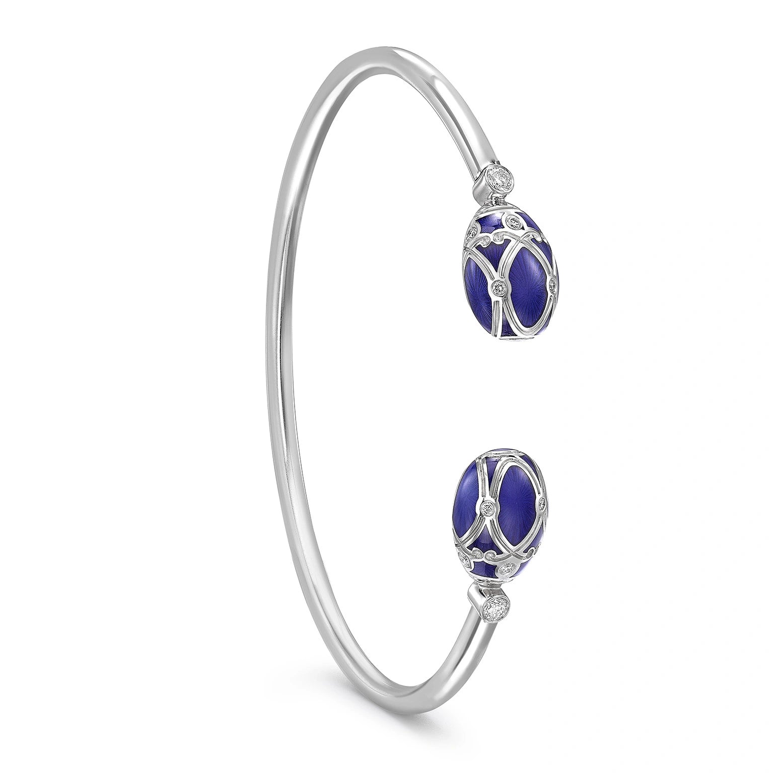 White Gold, Diamond & Blue Enamel Open Bracelet | Fabergé