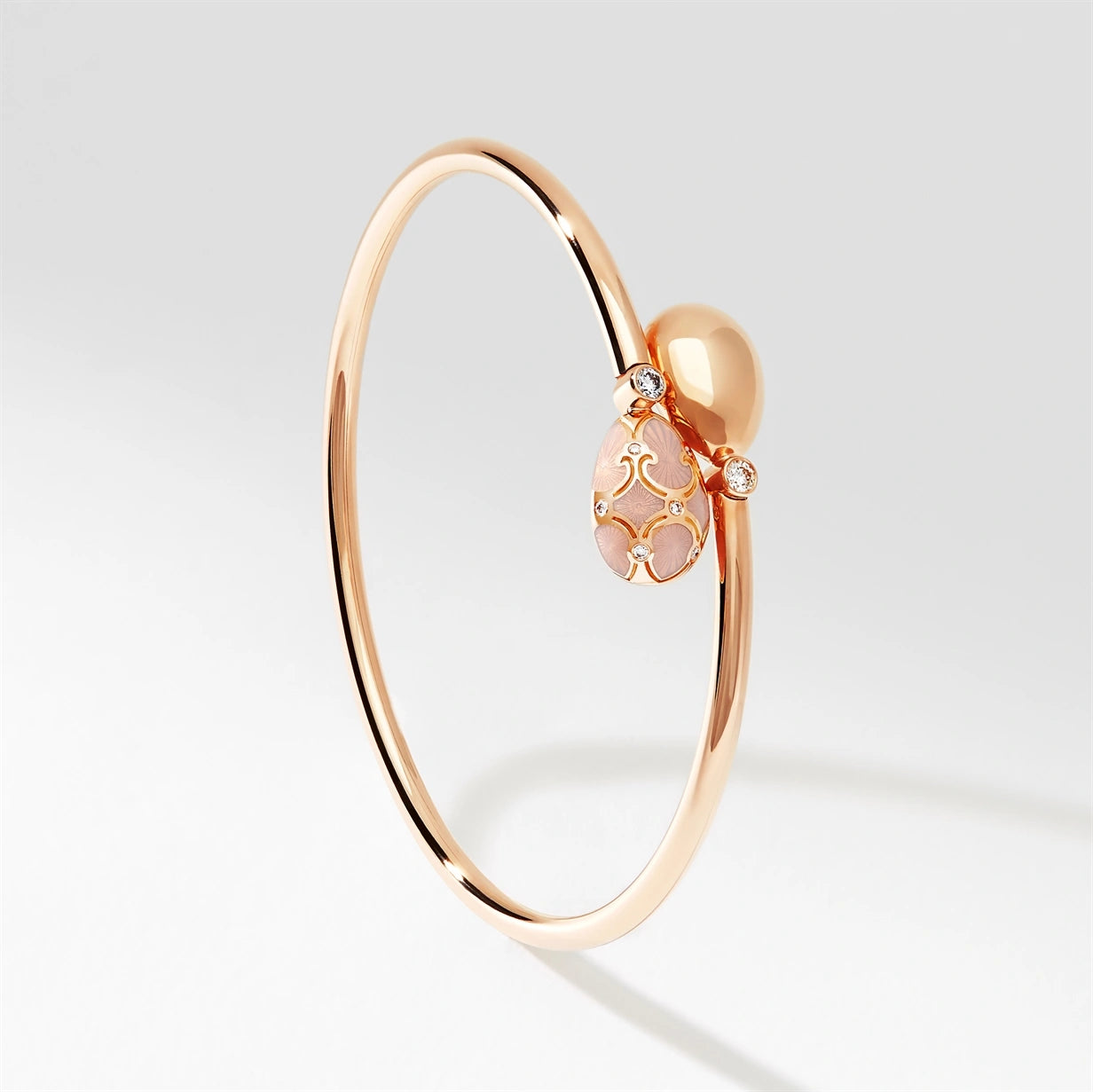 Rose Gold, Diamond & Pink Enamel Crossover Bracelet | Fabergé