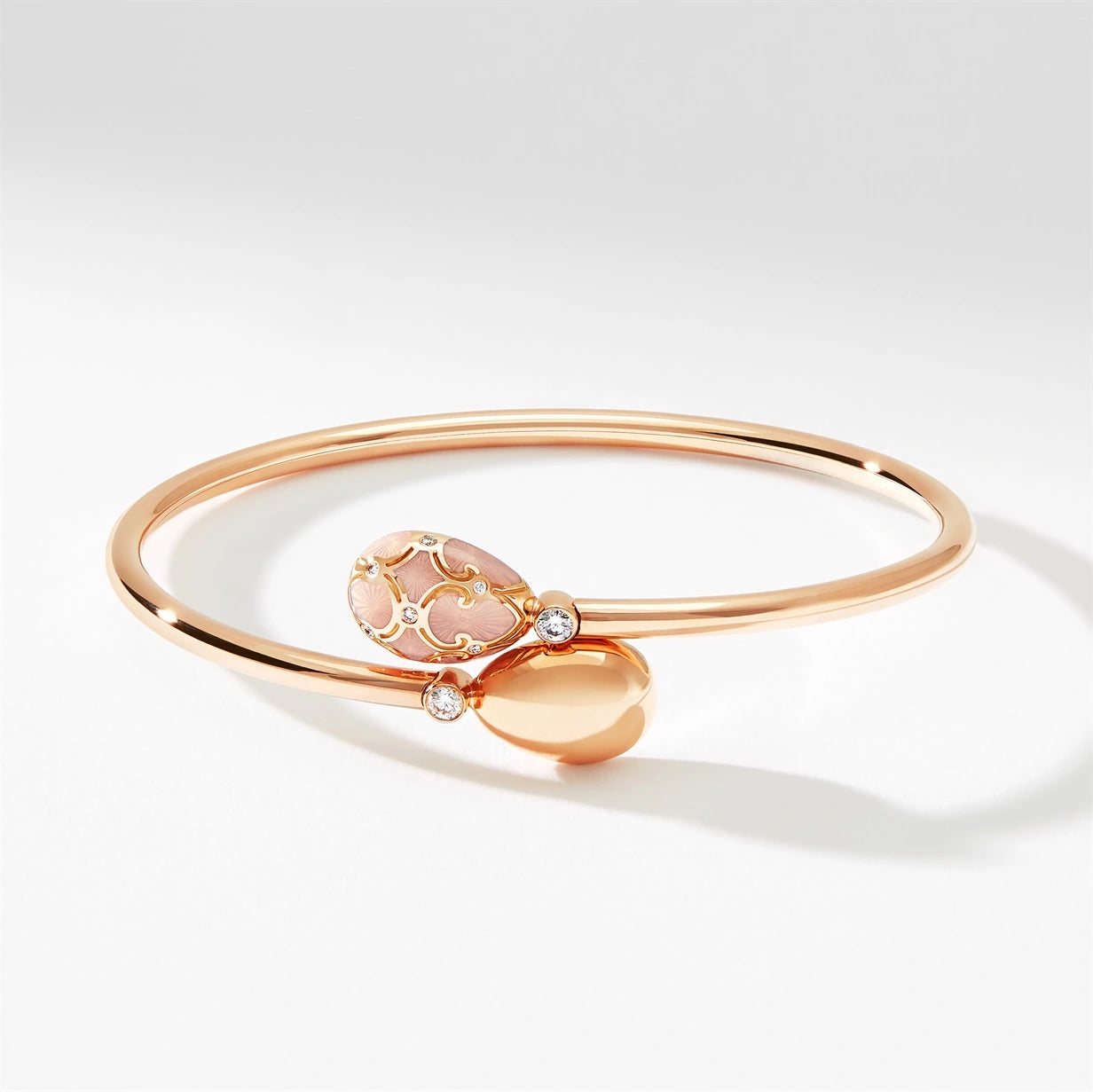 Rose Gold, Diamond & Pink Enamel Crossover Bracelet | Fabergé