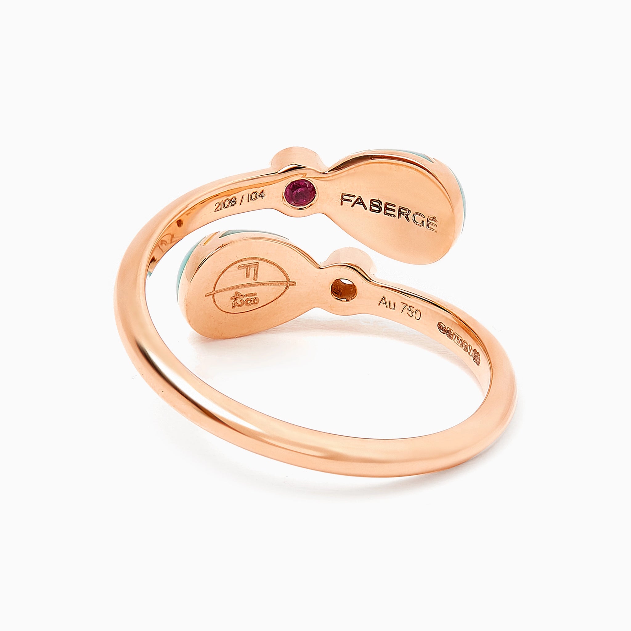 Rose Gold Diamond & Pink Guilloché Enamel Crossover Ring | Fabergé
