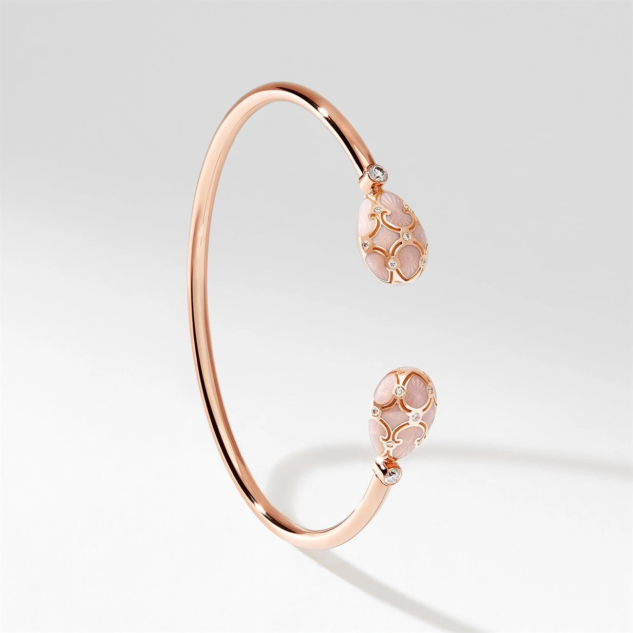 Rose Gold, Diamond & Pink Enamel Open Bracelet | Fabergé