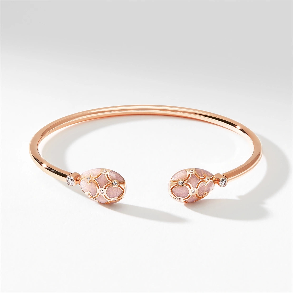 Rose Gold, Diamond & Pink Enamel Open Bracelet | Fabergé