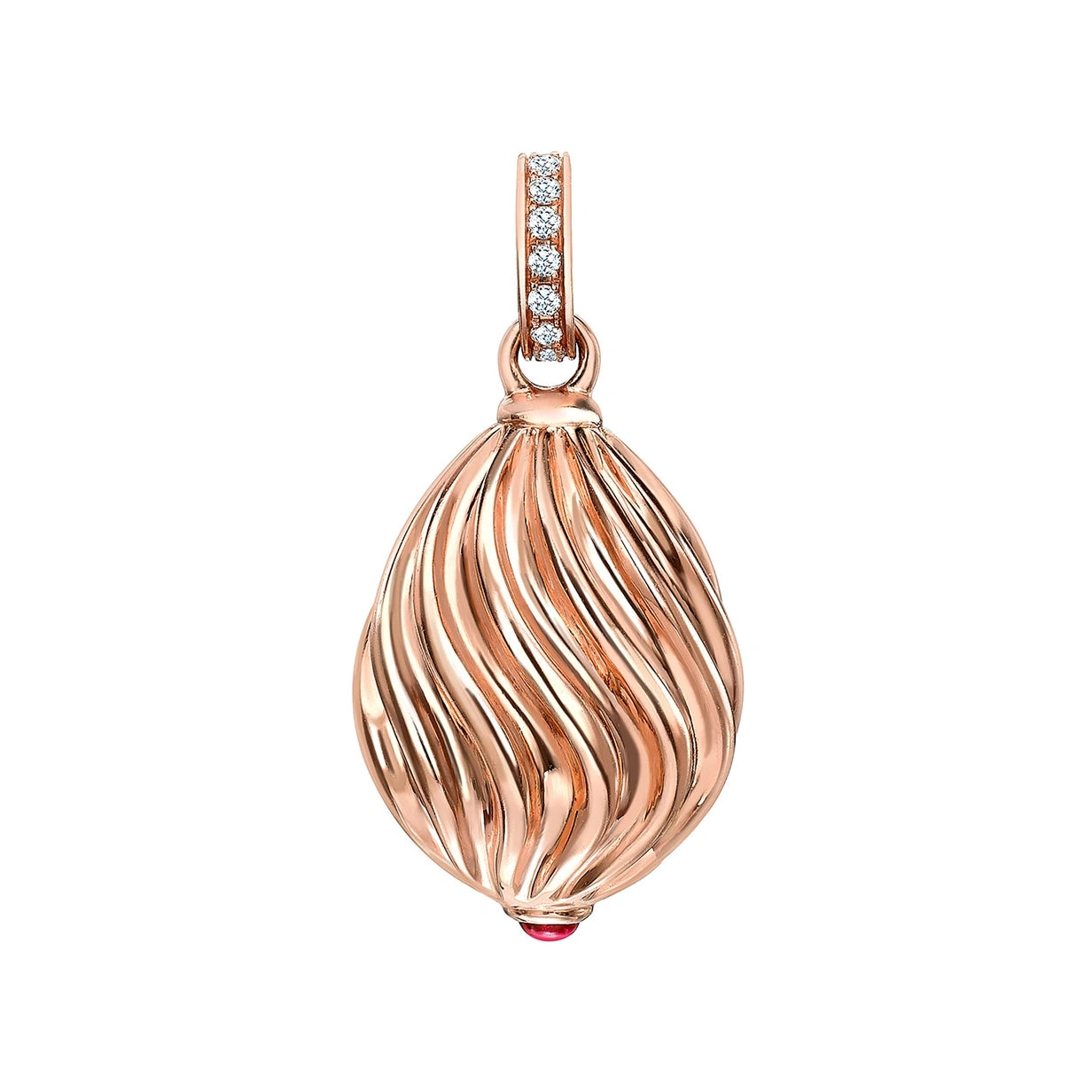 Rose Gold Diamond & Pink Sapphire Sunburst Egg Charm | Fabergé