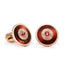 Heritage Rose Gold Ruby & Red Guilloché Enamel Round Cufflinks | Fabergé