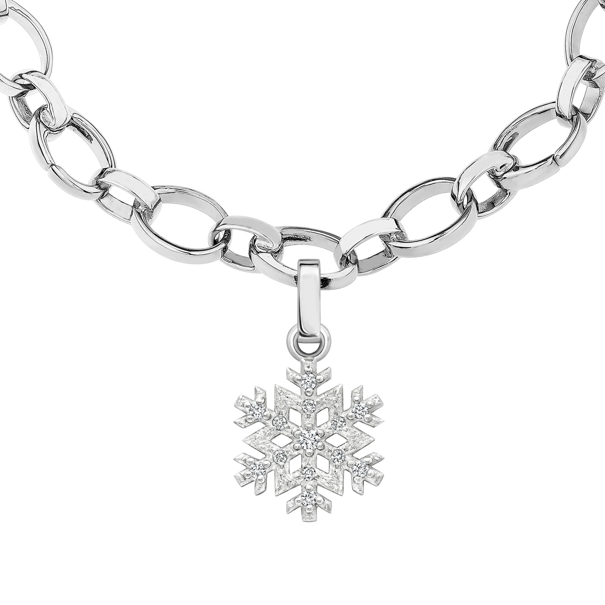 White Gold and Diamond Snowflake Charm | Fabergé