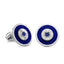Heritage White Gold Blue Sapphire & Blue Guilloché Enamel Round Cufflinks | Fabergé