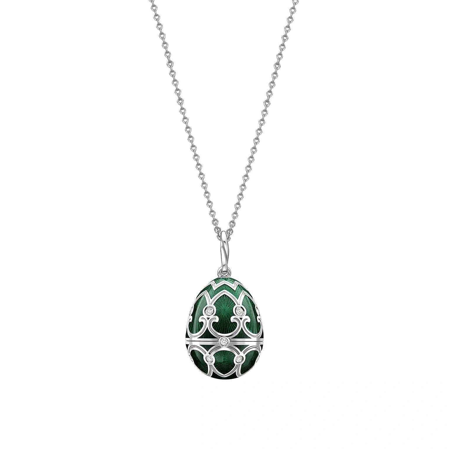 White Gold Diamond & Green Guilloché Enamel Turtle Surprise Locket | Fabergé