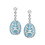 White Gold Diamond & Teal Guilloché Enamel Egg Drop Earrings | Fabergé
