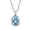 White Gold Diamond & Teal Guilloché Enamel Petite Egg Pendant | Fabergé