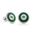 Heritage White Gold Emerald & Green Guilloché Enamel Round Cufflinks | Fabergé