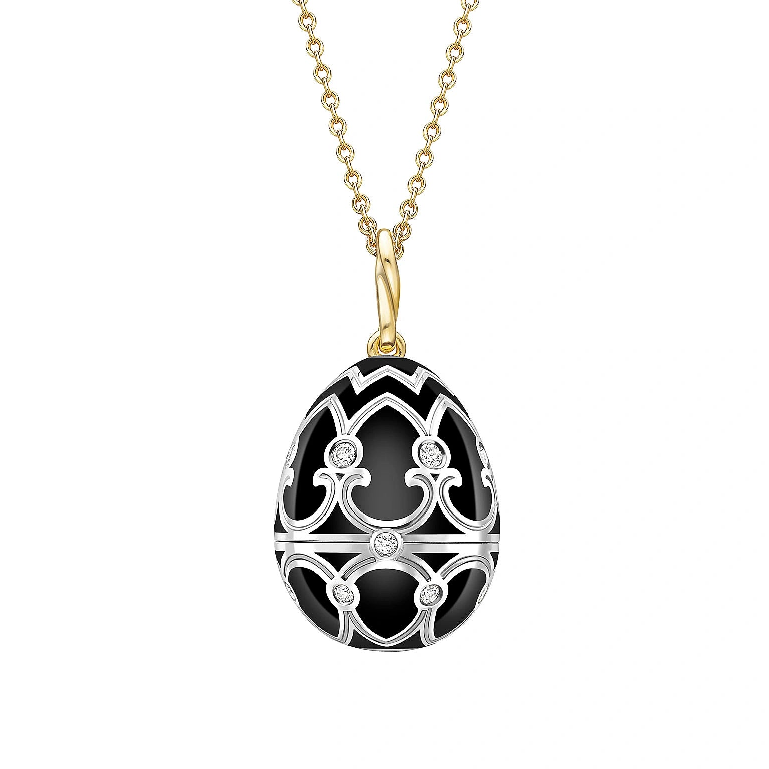 Heritage Yellow and White Gold Diamond and Black Enamel Penguin Surprise Locket