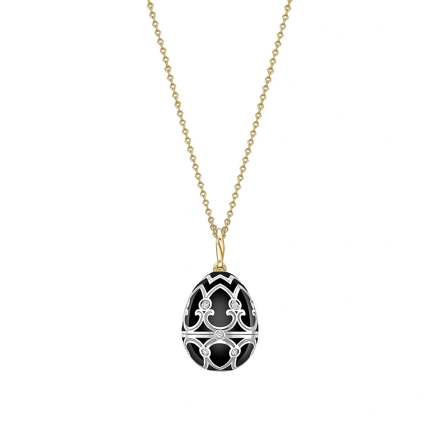 Heritage Yellow and White Gold Diamond and Black Enamel Penguin Surprise Locket