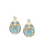 Yellow Gold Diamond and Turquoise Guilloché Enamel Earstuds | Fabergé