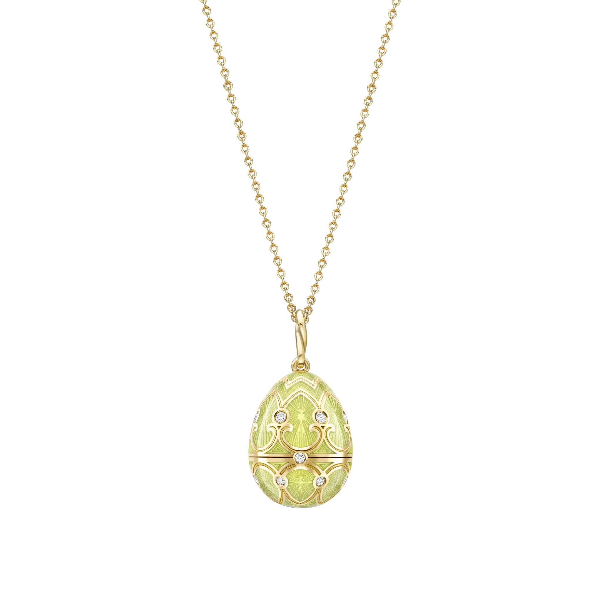 Heritage Yellow Gold Diamond & Gold Guilloché Enamel Cactus Surprise Locket