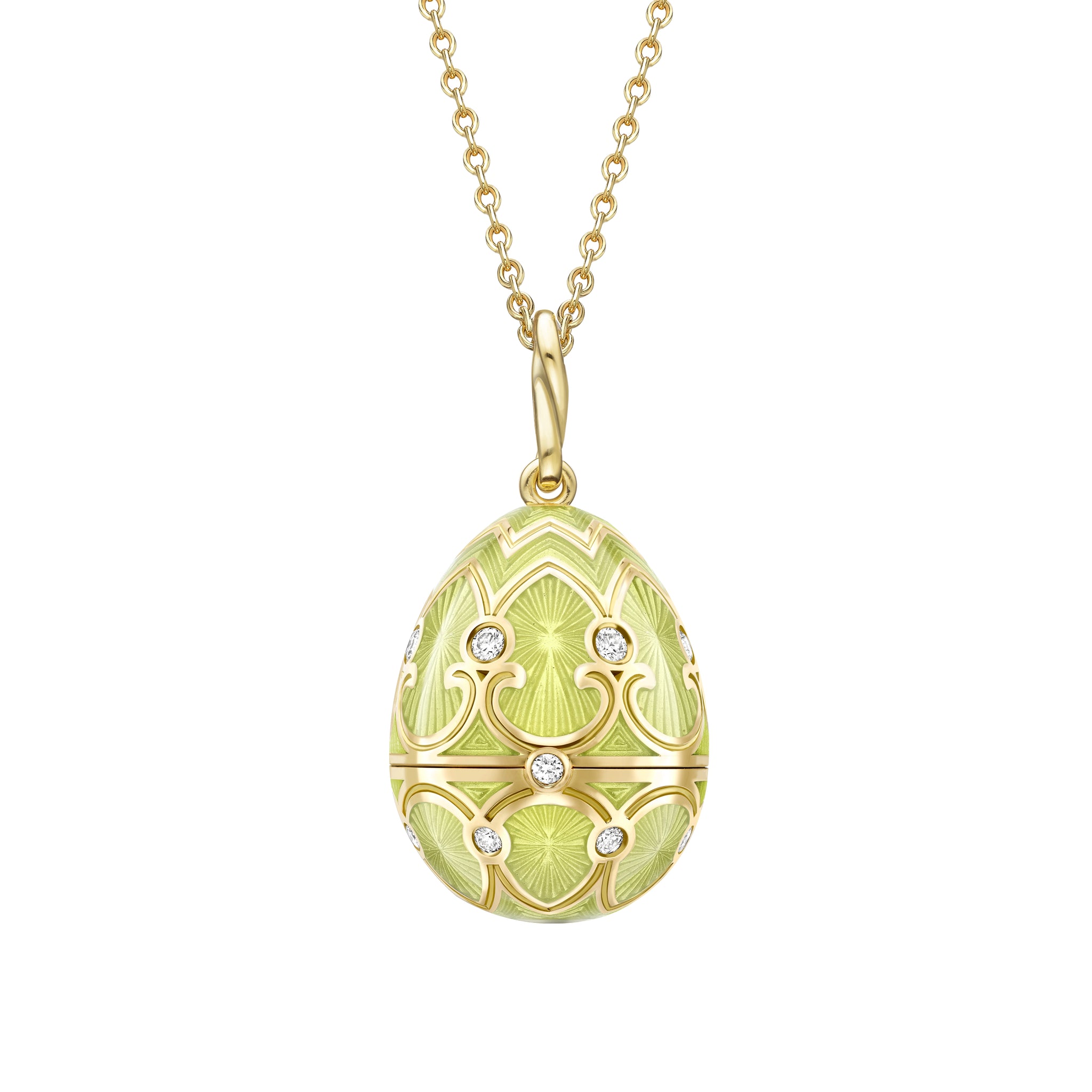 Heritage Yellow Gold Diamond & Gold Guilloché Enamel Cactus Surprise Locket