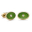 Yellow Gold Diamond & Green Guilloché Enamel Oval Cufflinks | Fabergé