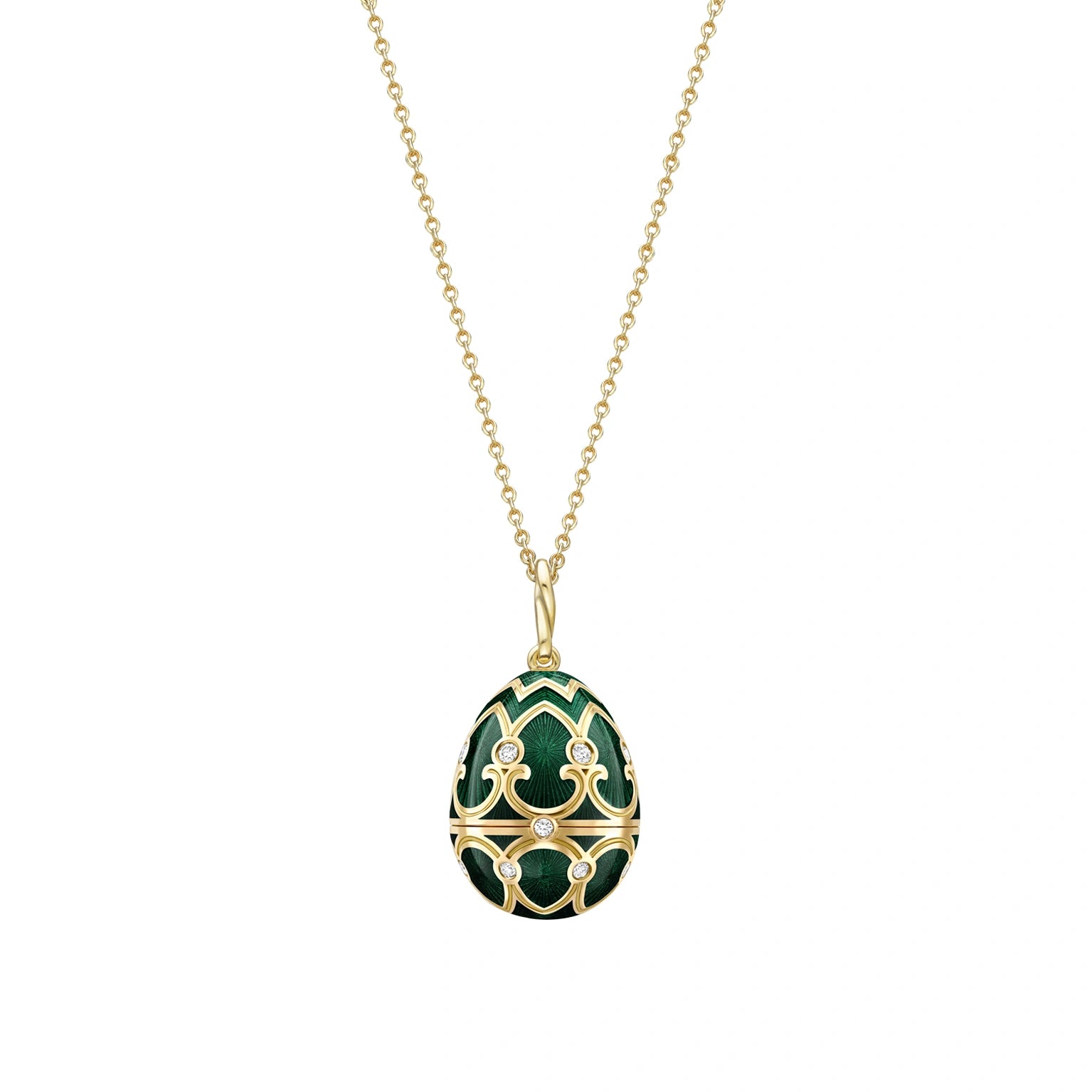 Heritage Yellow Gold Diamond & Green Guilloché Enamel Panda Surprise Locket