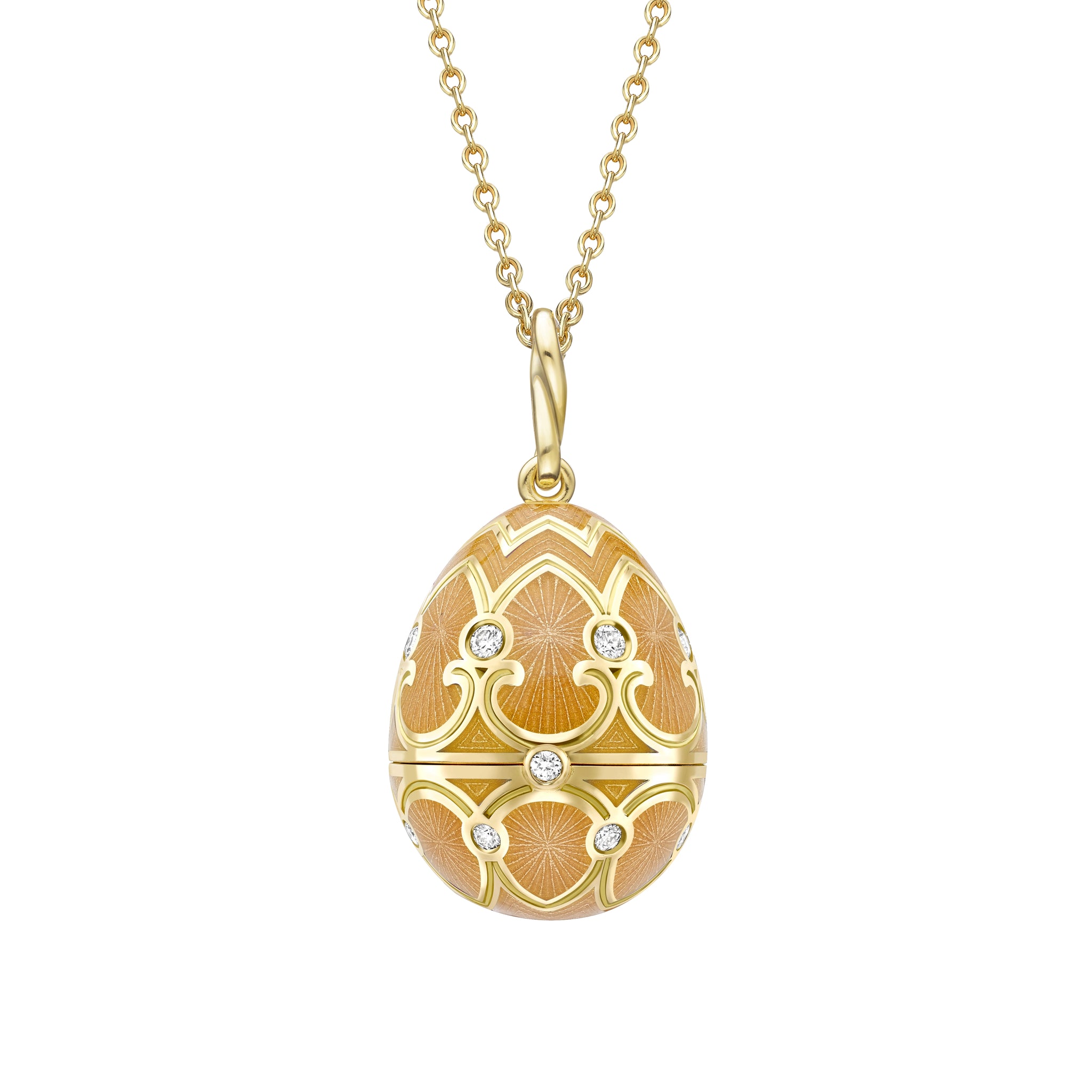 Yellow Gold Diamond & Guilloché Enamel Bee Surprise Locket | Fabergé