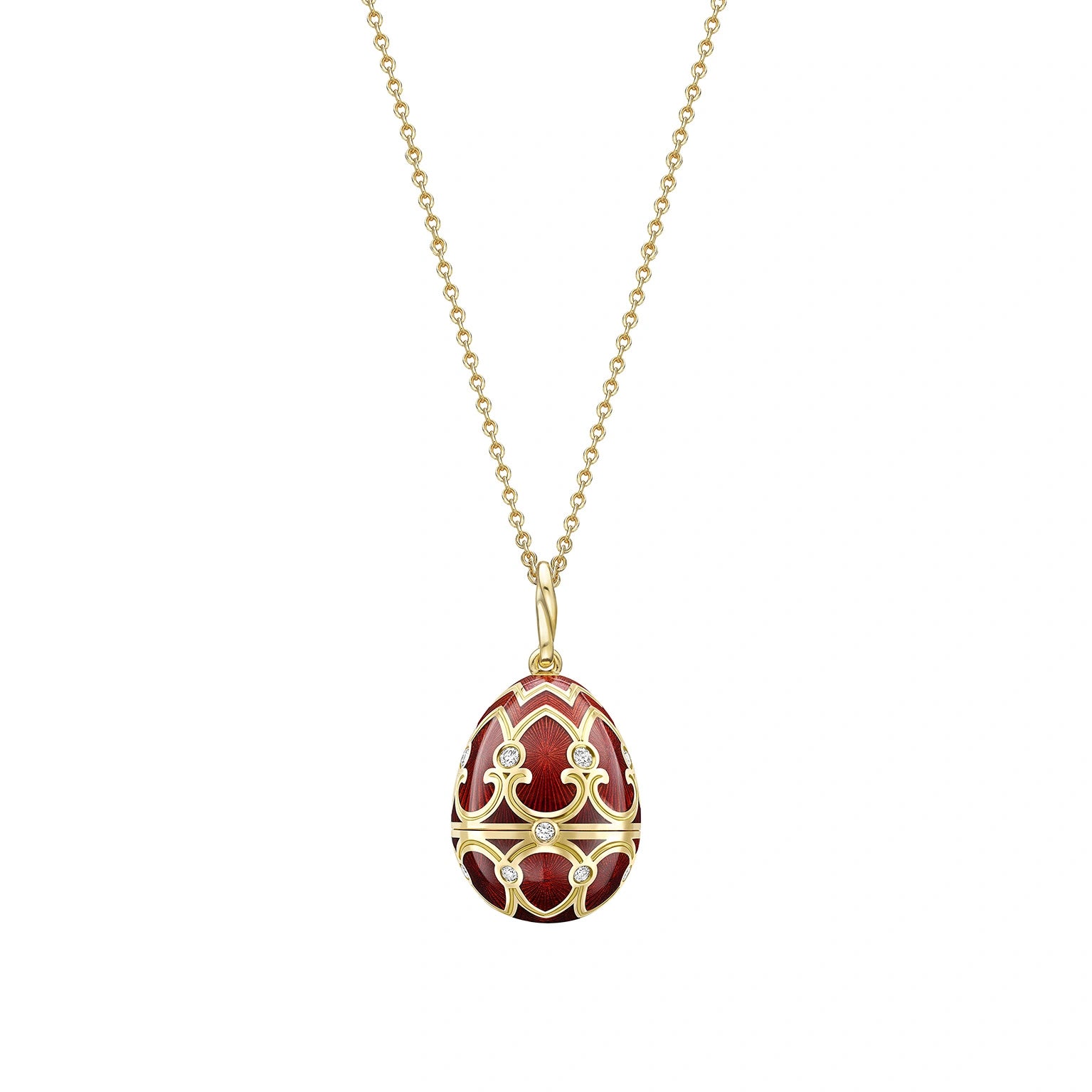 Heritage Yellow Gold Diamond & Red Guilloché Enamel Year Of The Pig Surprise Locket