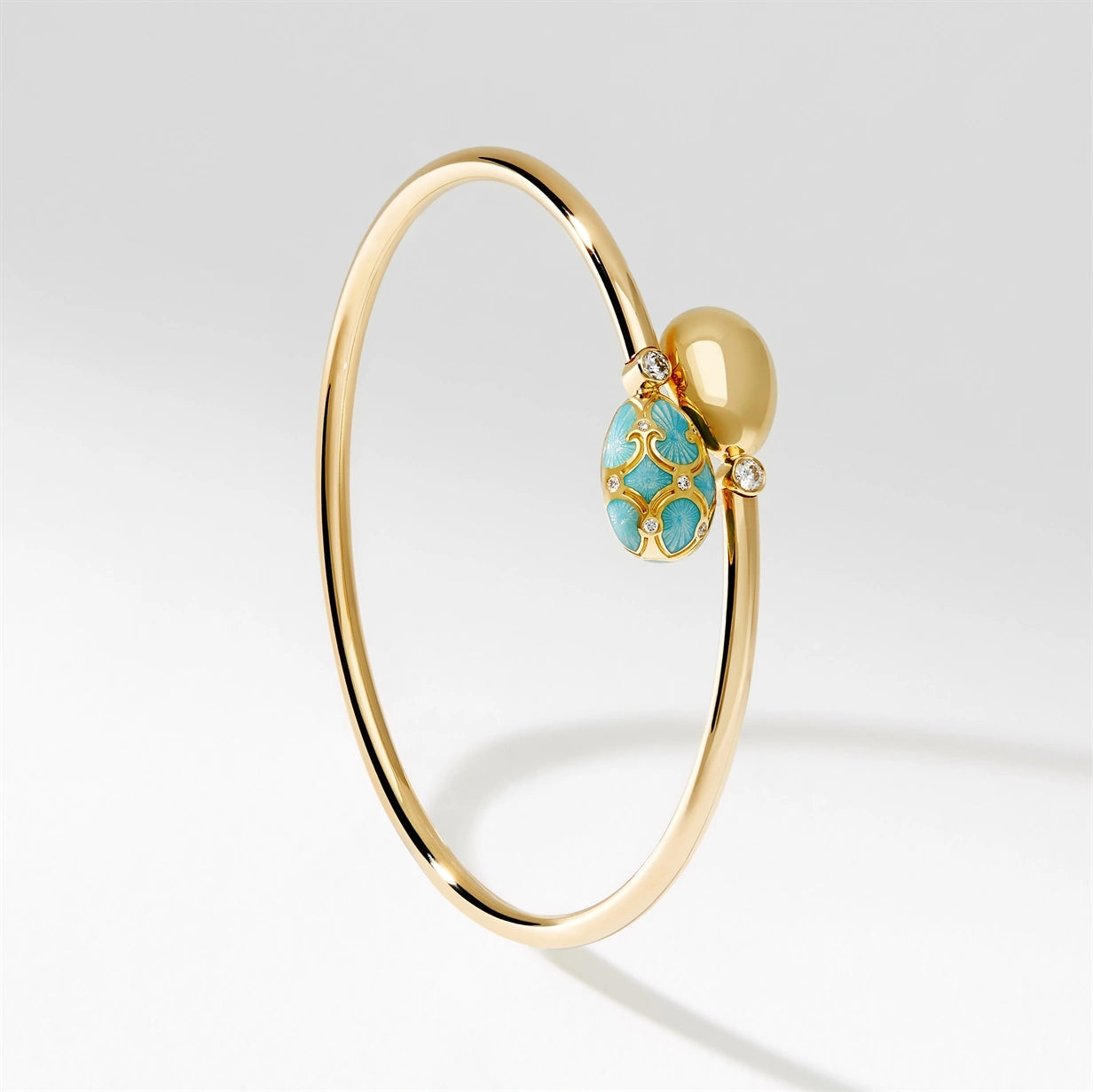 Yellow Gold, Diamond & Turquoise Enamel Crossover Bracelet | Fabergé