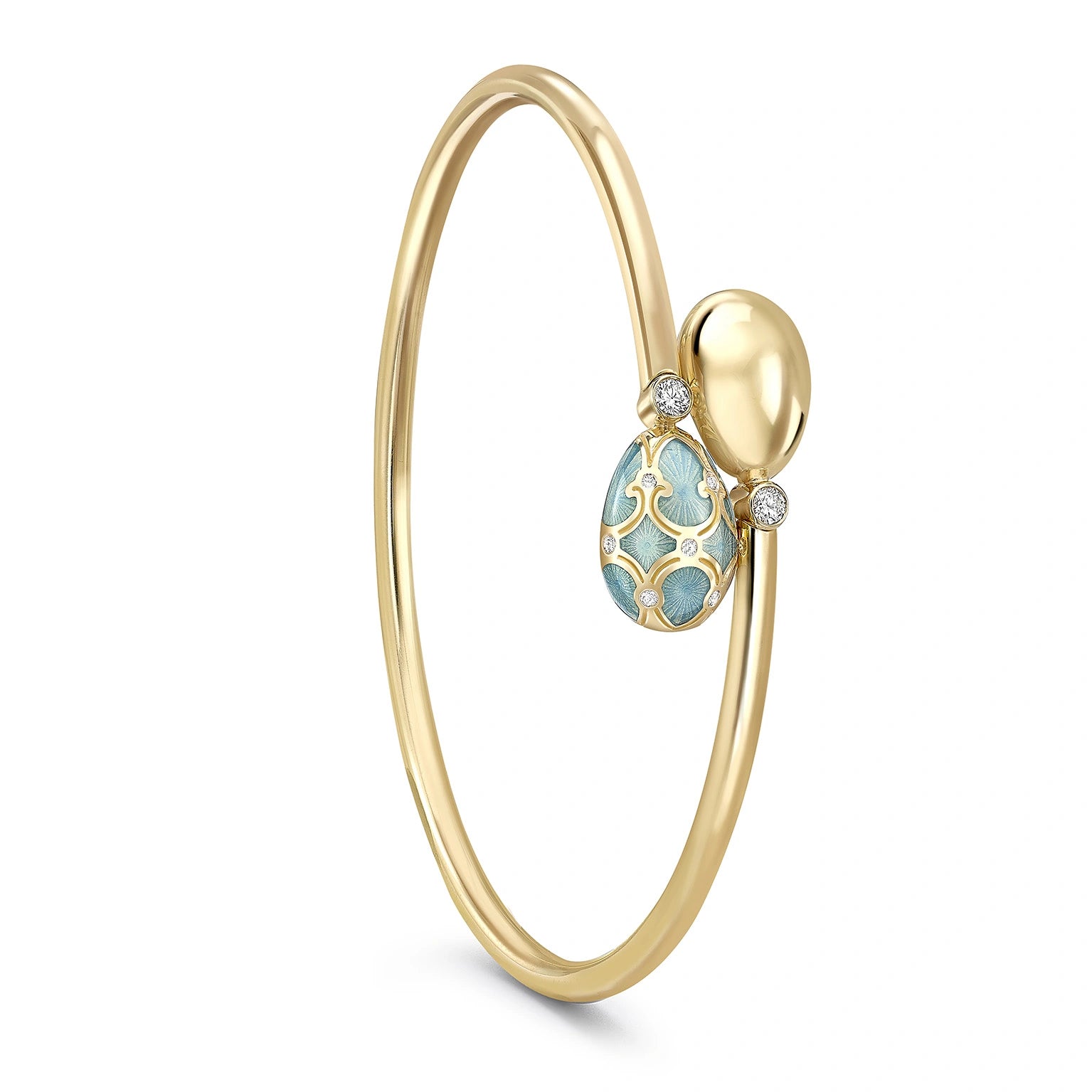Yellow Gold, Diamond & Turquoise Enamel Crossover Bracelet | Fabergé
