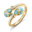 Yellow Gold Diamond & Turquoise Guilloché Enamel Crossover Ring | Fabergé