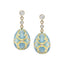 Yellow Gold Diamond & Turquoise Guilloché Enamel Egg Drop Earrings | Fabergé