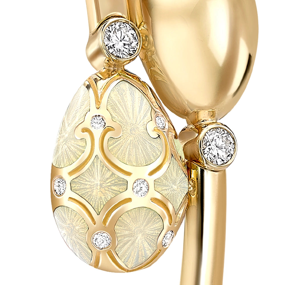 Yellow Gold, Diamond & White Enamel Crossover Bracelet | Fabergé