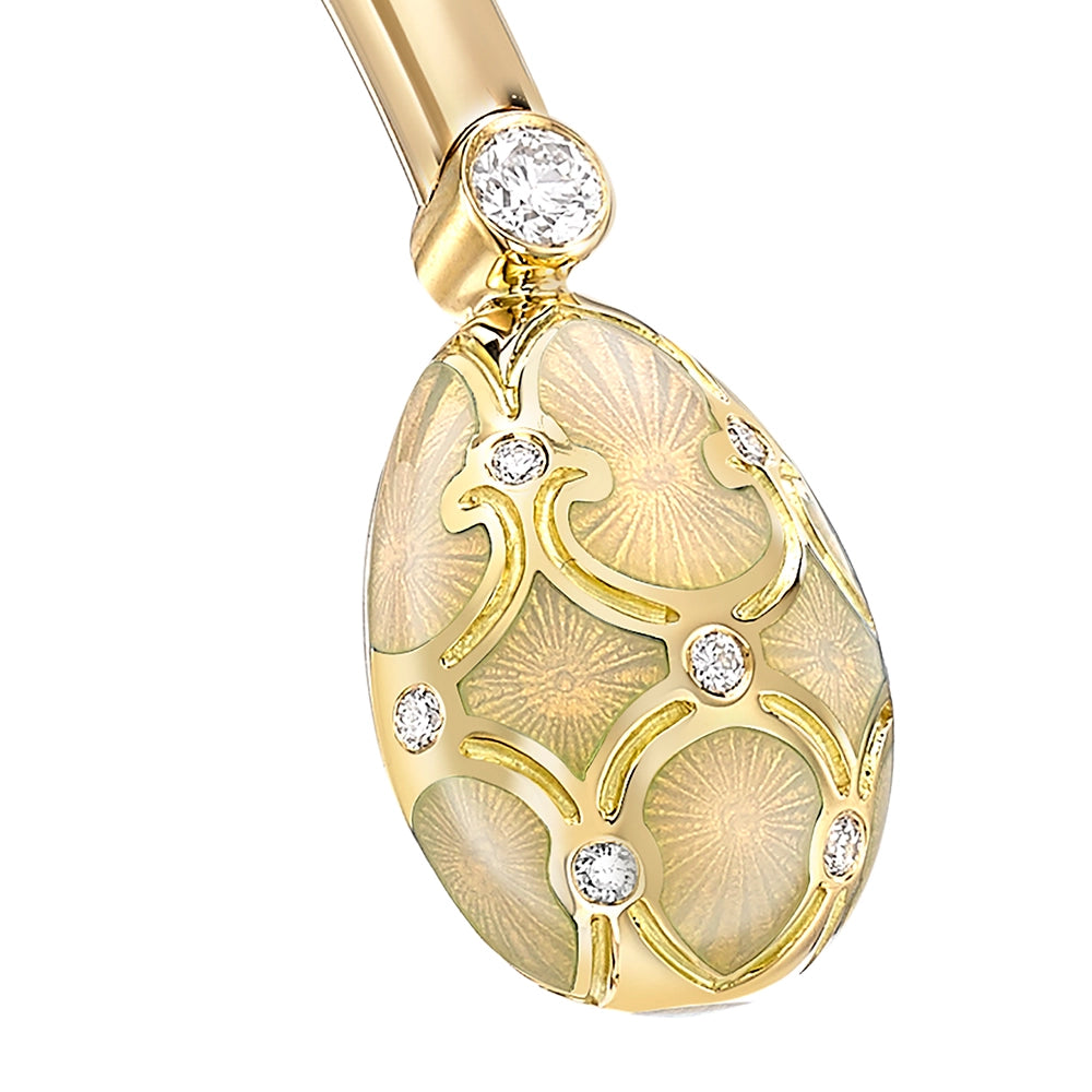 Yellow Gold, Diamond & White Enamel Open Bracelet | Fabergé