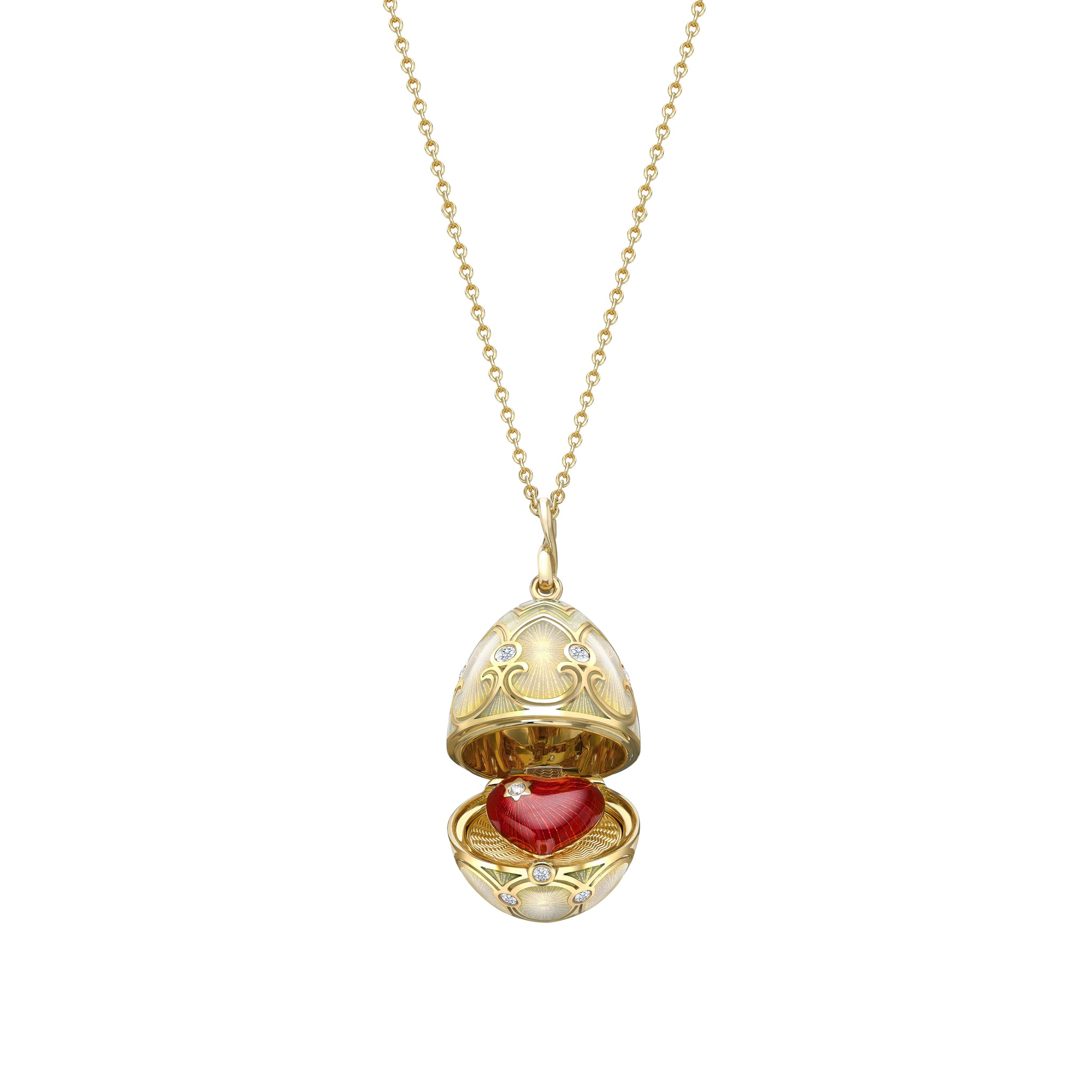 white enamel heart locket