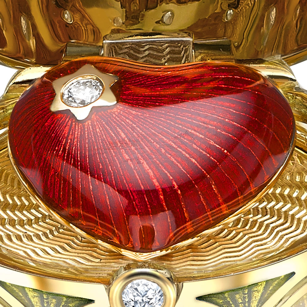 white enamel heart locket