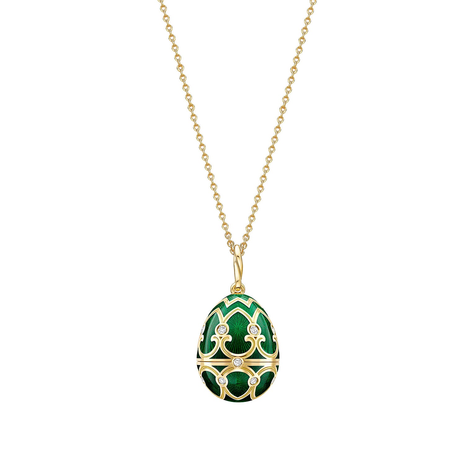 Heritage Yellow & White Gold Diamond & Green Guilloché Enamel Chameleon Surprise Locket