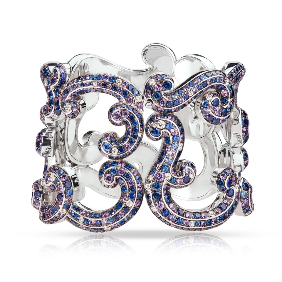 White Gold Diamond, Blue & Purple Sapphire Bracelet | Fabergé