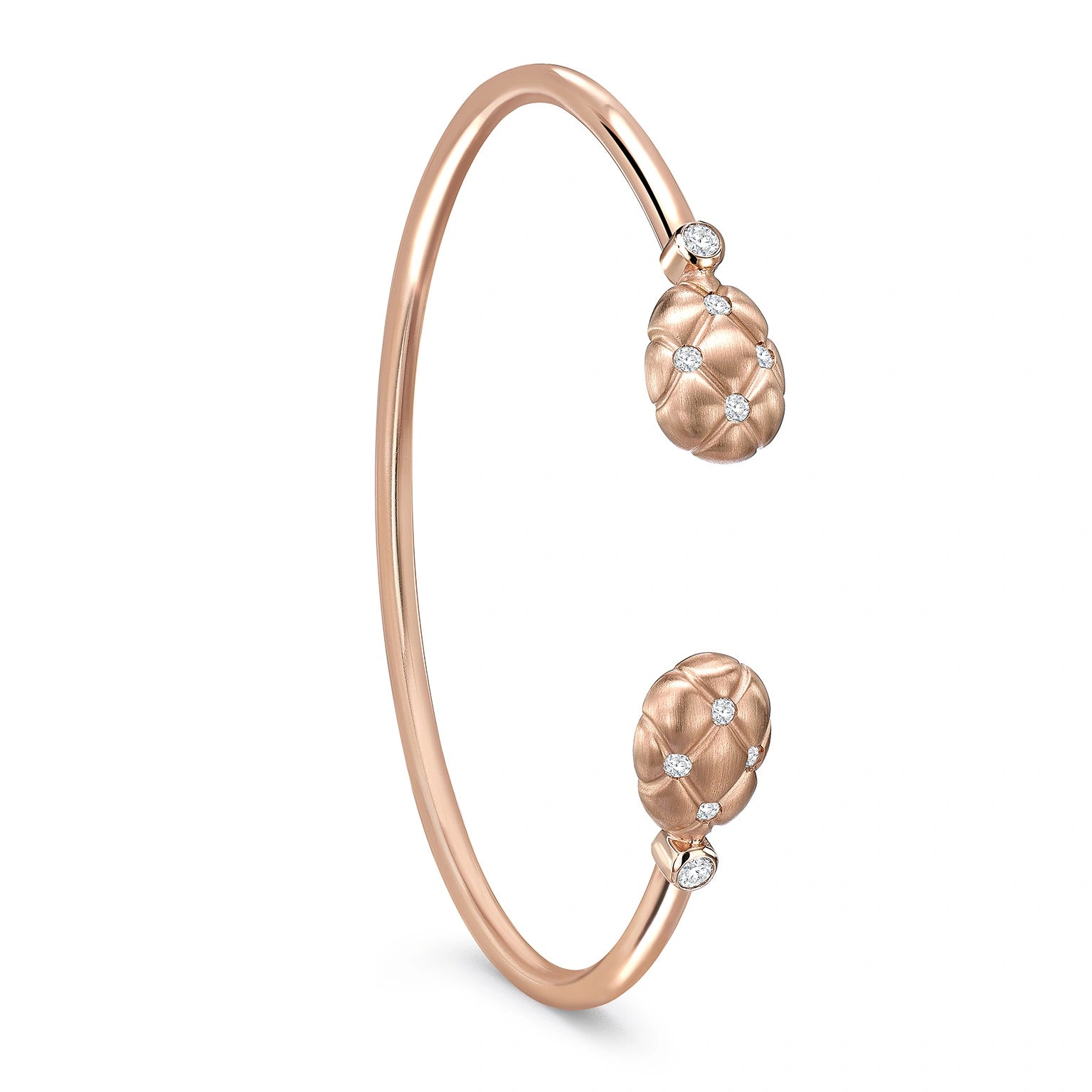 Brushed Rose Gold & Diamond Open Set Bracelet | Fabergé