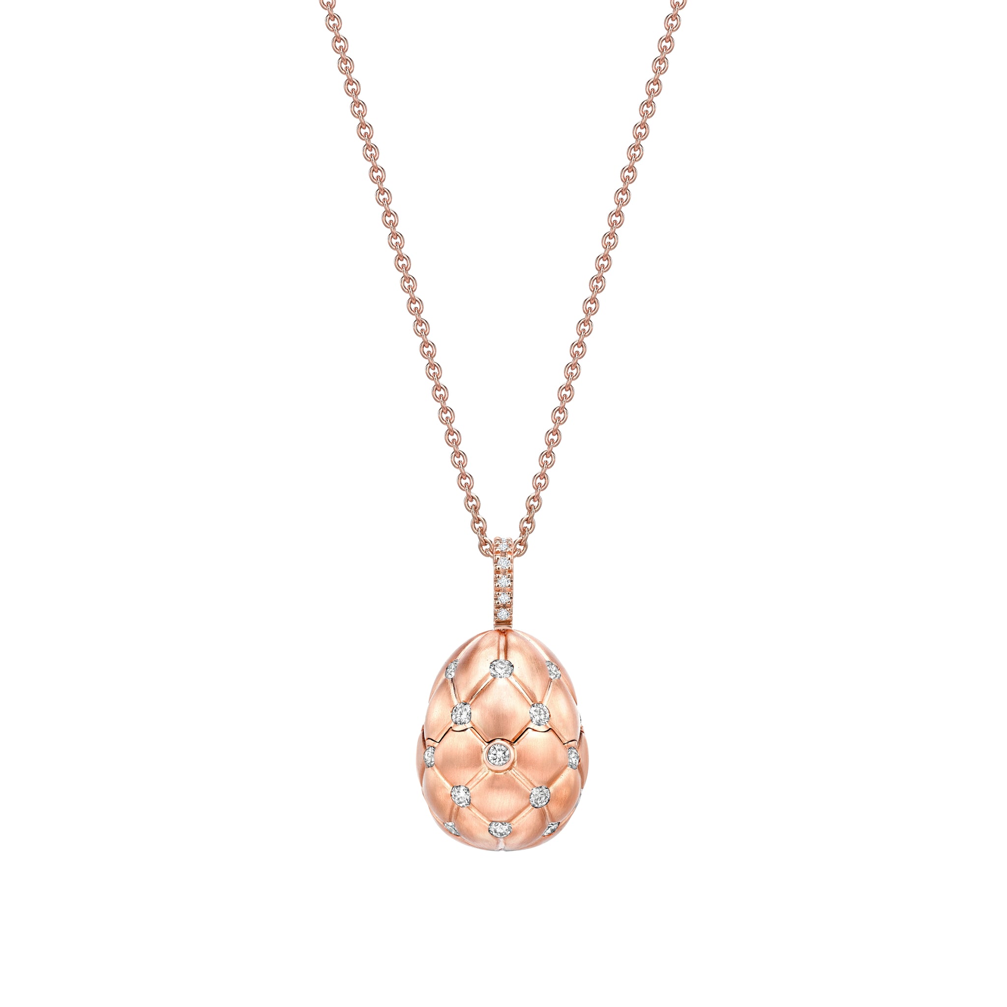 Brushed Rose Gold & Diamond Set Ruby Heart Surprise Locket | Fabergé