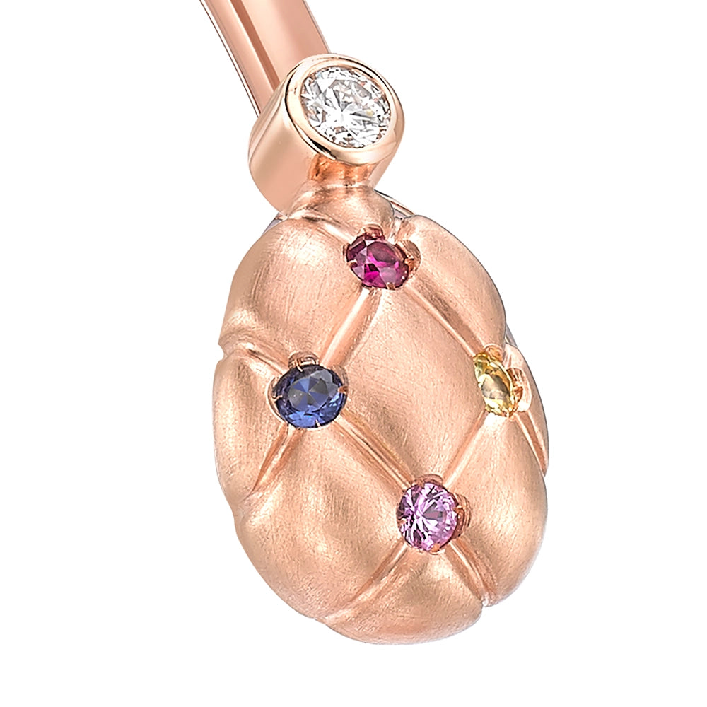 Brushed Rose Gold, Diamond, Sapphire & Ruby Open Bracelet | Fabergé