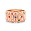 Treillage Brushed Rose Gold & Multicoloured Gemstone Set Grand Ring | Fabergé