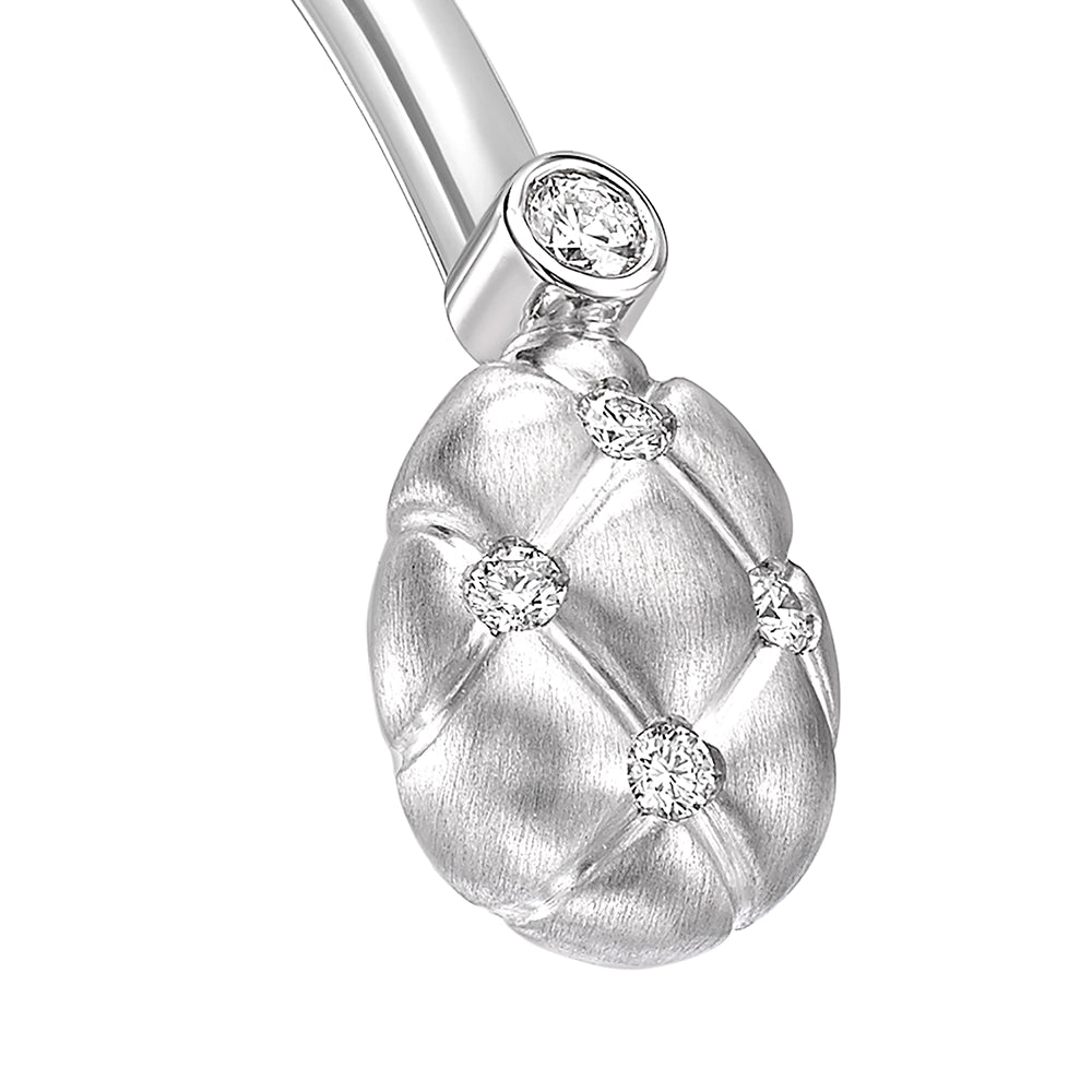 Treillage Brushed White Gold & Diamond Open Set Bracelet