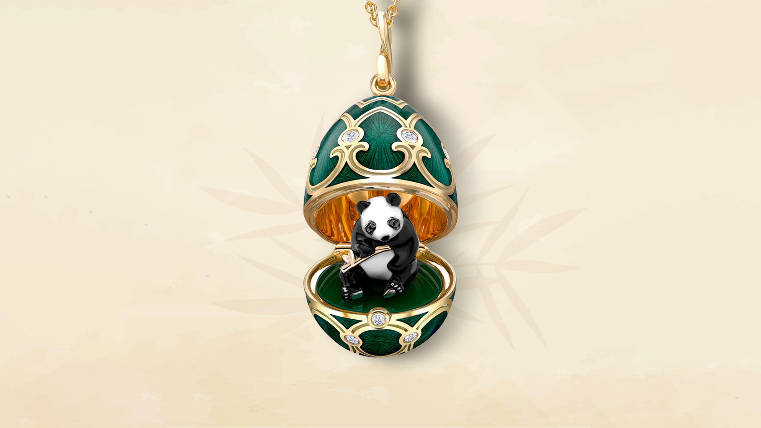 Fabergé-Celebrates-National-Panda-Day-crafted-from-18k-yellow-gold-coated-in-black-and-white-lacquer-and-features-sparkling-black-diamond-eyes