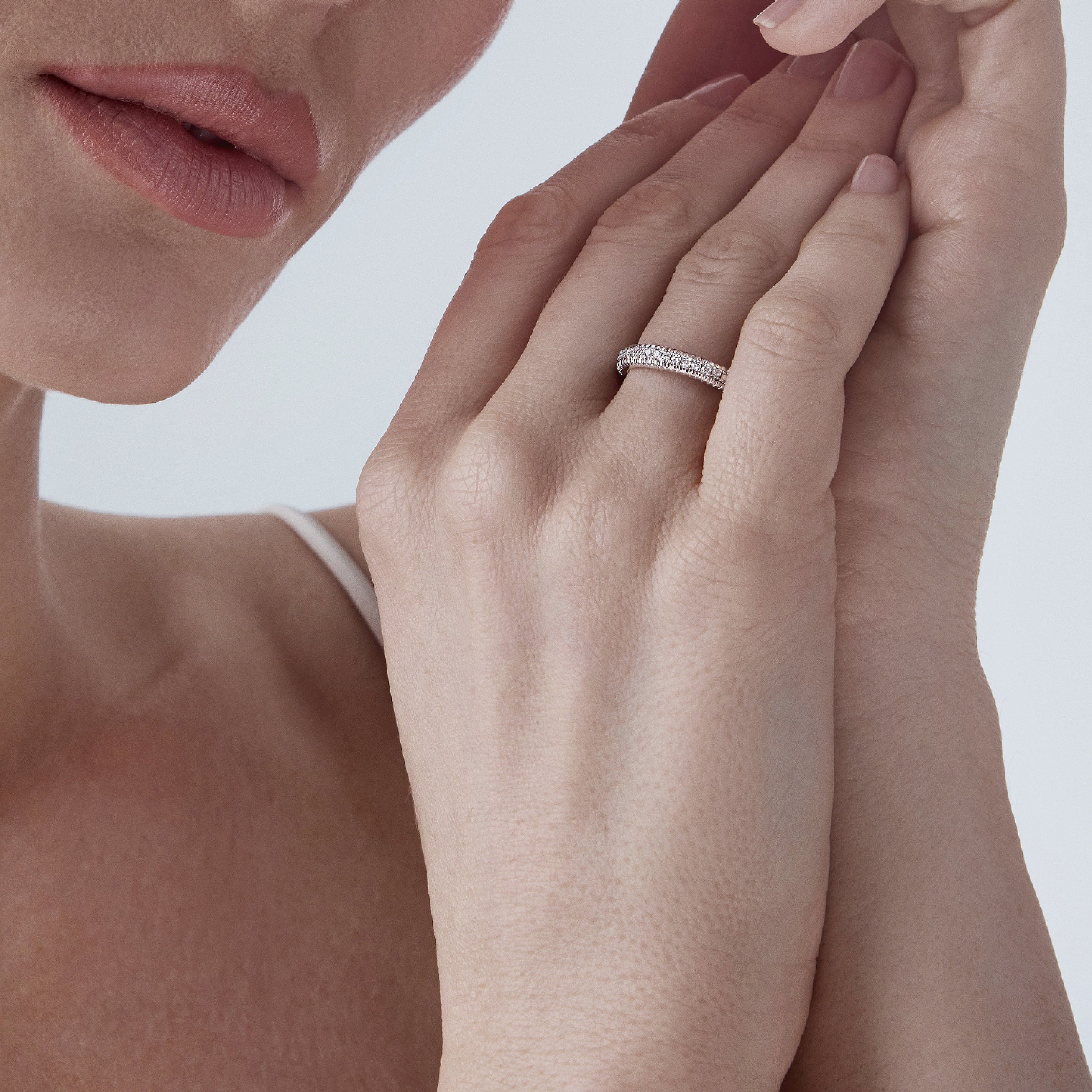 Colours of Love White Gold Fluted Diamond Ring