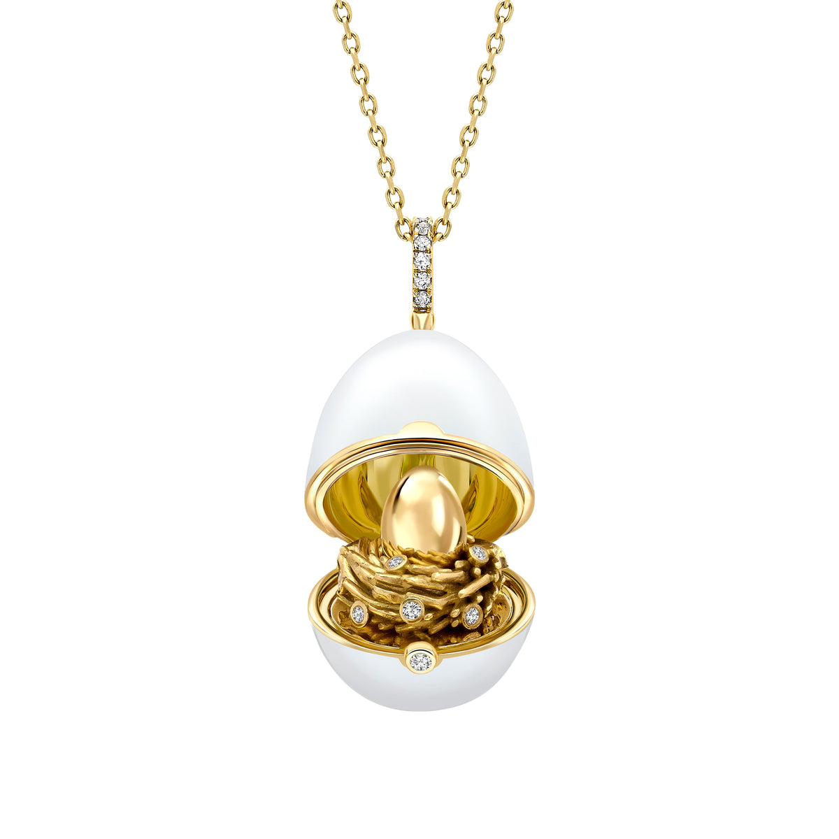 Enamel and Yellow Gold Nest Egg Locket