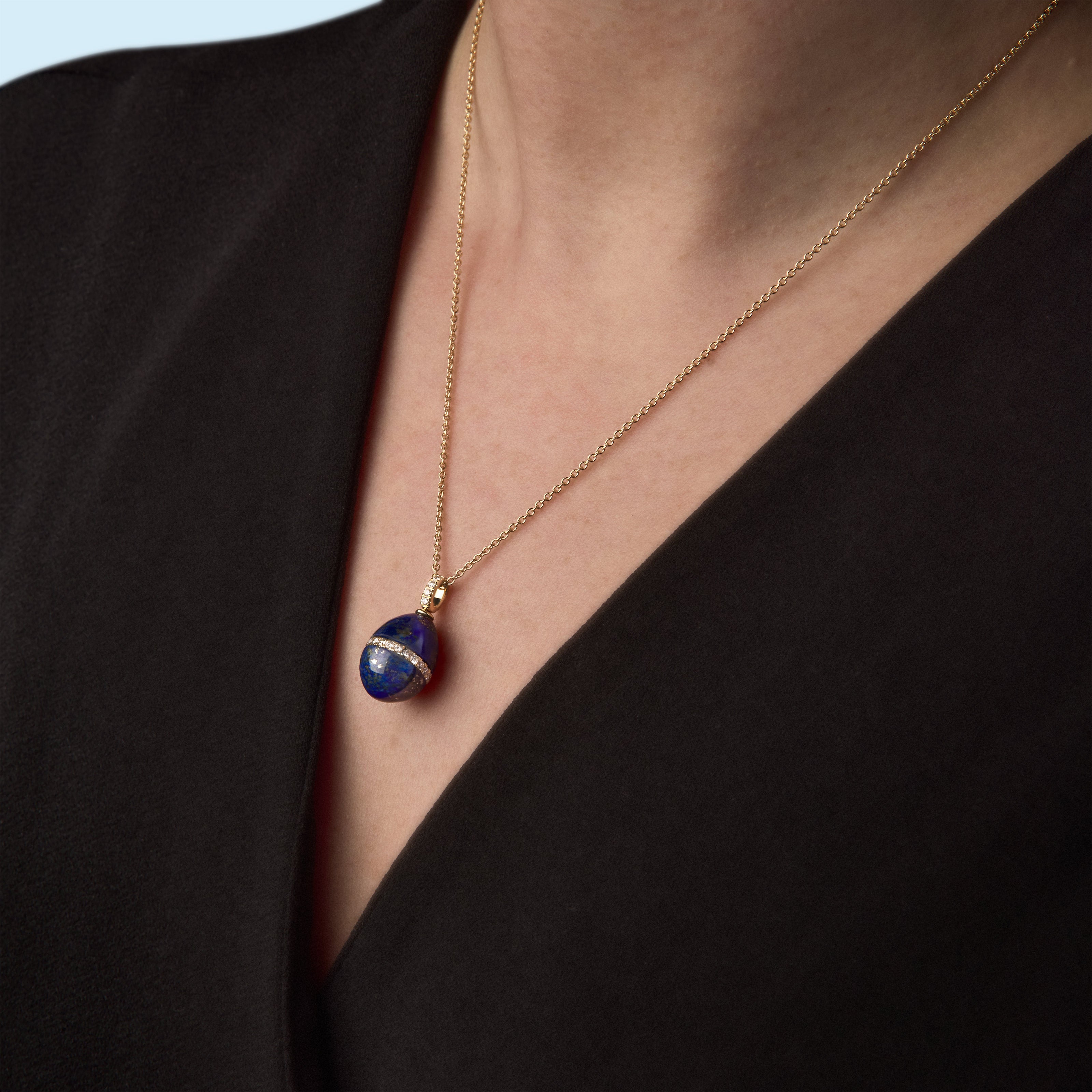 Fabergé Heritage Forever Lapis Lazuli Pendant in 18k yellow gold with diamonds.  2