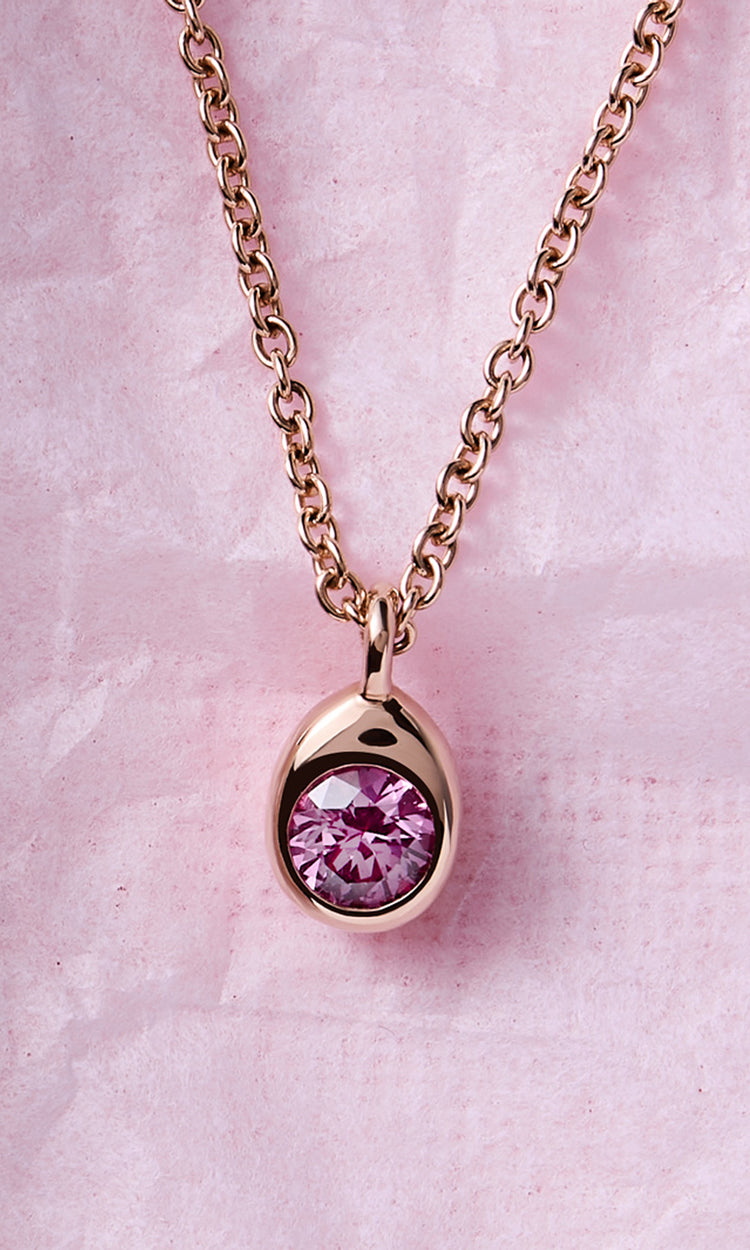 Cosmic Curve Rose Gold and Pink Sapphire Pendant