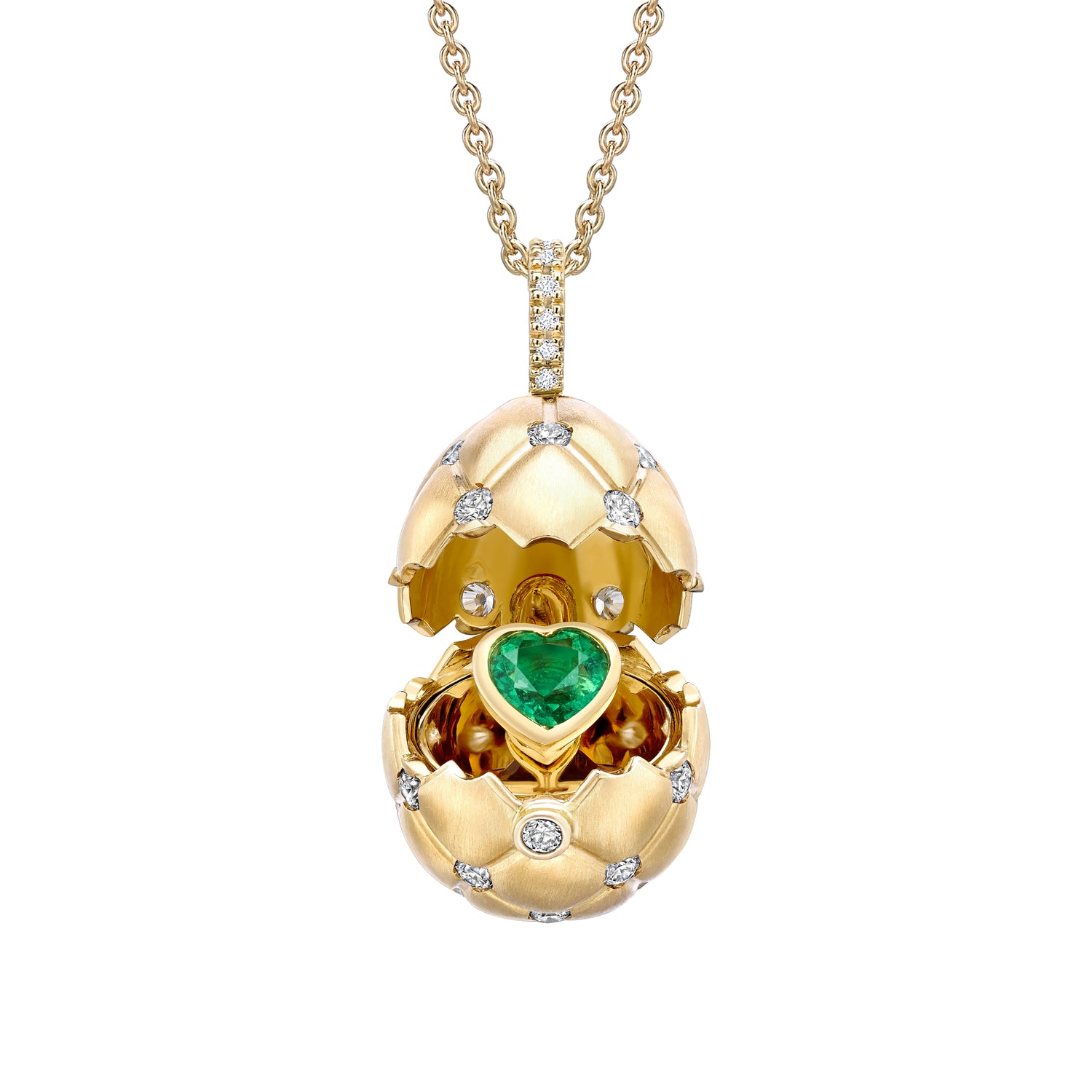 Brushed Heart Surprise Yellow Gold Locket
