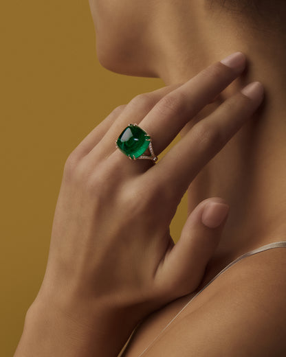 Colours of Love Sugarloaf Emerald and Diamond Ring