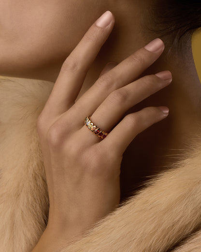 Cosmic Curve Rose Gold Multicolour Ring